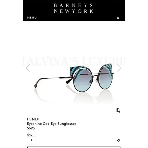 FENDI HYPNOSHINE SUNGLASSES FF 0215/S BLUE RED WAVE STRIPE CAT EYE FRAME FENDI HYPNOSHINE FF0215S Black Blue Wave Stripe Metal  main image 2